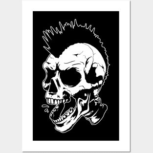 Punk Rock Skull Mohawk Posters and Art